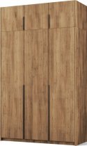 ADRK - Garderobna omara Bregma III z nadgradnjo 150 cm - artisan hrast/črni ročaji