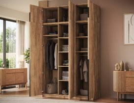 ADRK - Garderobna omara Bregma III z nadgradnjo 150 cm - artisan hrast/črni ročaji
