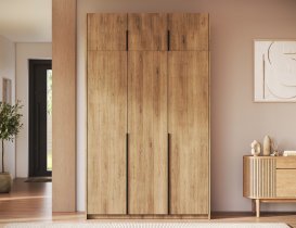 ADRK - Garderobna omara Bregma III z nadgradnjo 150 cm - artisan hrast/črni ročaji