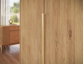 ADRK - Garderobna omara Bregma III z nadgradnjo 150 cm - artisan hrast/zlati ročaji
