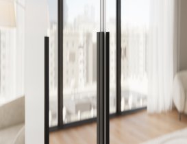 ADRK - Garderobna omara Lunara 200 cm - bela/črni ročaji