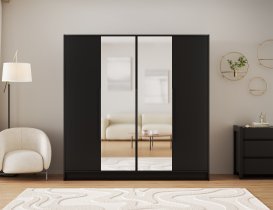 ADRK - Garderobna omara Lunara 200 cm - črna/črni ročaji