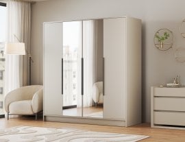 Garderobna omara Lunara 200 cm - kašmir/črni ročaji