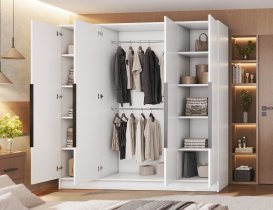 ADRK - Garderobna omara Palladio 200 cm - bela/črni ročaji