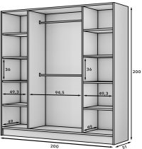 ADRK - Garderobna omara Palladio 200 cm - bela/zlati ročaji