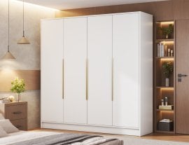 Garderobna omara Palladio 200 cm - bela/zlati ročaji