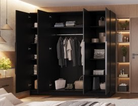 ADRK - Garderobna omara Palladio 200 cm - črna/črni ročaji