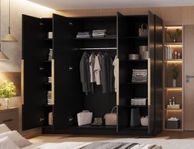 ADRK - Garderobna omara Palladio 200 cm - črna/zlati ročaji