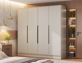 Garderobna omara Palladio 200 cm - kašmir/črni ročaji