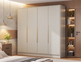 Garderobna omara Palladio 200 cm - kašmir/zlati ročaji