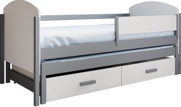 ADRK - Otroška postelja z dodatnim ležiščem Olen - 90x200 - bela/siva