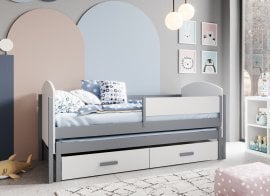 Dječji krevet s dodatnim ležajem Olen - 90x200 - bijela/siva