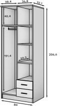 ADRK - Garderobna omara Arvio 80 cm - bela/črni ročaji