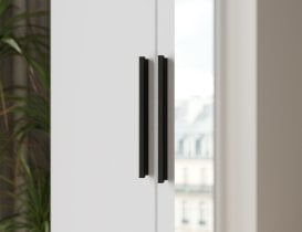 ADRK - Garderobna omara Arvio 80 cm - bela/črni ročaji
