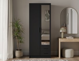 ADRK - Garderobna omara Arvio 80 cm - črna/črni ročaji
