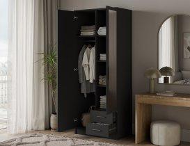 ADRK - Garderobna omara Arvio 80 cm - črna/črni ročaji