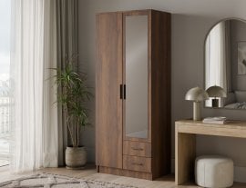 Garderobna omara Arvio 80 cm - oreh/črni ročaji
