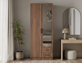 ADRK - Garderobna omara Arvio 80 cm - oreh/črni ročaji