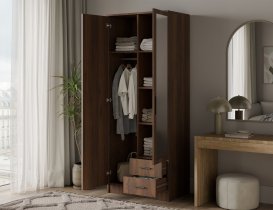 ADRK - Garderobna omara Arvio 80 cm - oreh/črni ročaji