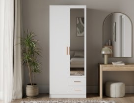 ADRK - Garderobna omara Arvio 80 cm - bela/zlati ročaji