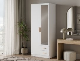 Garderobna omara Arvio 80 cm - bela/zlati ročaji