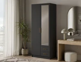 Garderobna omara Arvio 80 cm - črna/zlati ročaji
