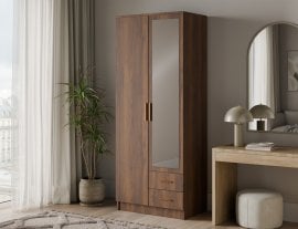 Garderobna omara Arvio 80 cm - oreh/zlati ročaji