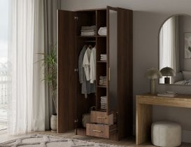 ADRK - Garderobna omara Arvio 80 cm - oreh/zlati ročaji