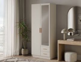 Garderobna omara Arvio 80 cm - kašmir/zlati ročaji