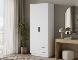 Garderobna omara Novaro 80 cm - bela/črni ročaji