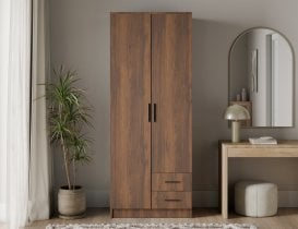 ADRK - Garderobna omara Novaro 80 cm - oreh/črni ročaji