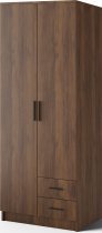 ADRK - Garderobna omara Novaro 80 cm - oreh/črni ročaji