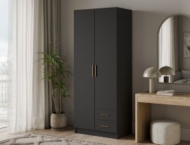 Garderobna omara Novaro 80 cm - črna/zlati ročaji