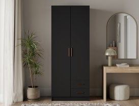 ADRK - Garderobna omara Novaro 80 cm - črna/zlati ročaji