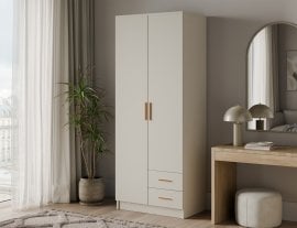 Garderobna omara Novaro 80 cm - kašmir/zlati ročaji
