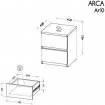 Dolmar - Nočna omarica Arca AR10 - bela/hrast