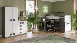 Mladinska soba Gumi - bela/antracit