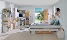 Mladinska soba Lorento - bela/hrast - 2 sestav