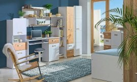 Mladinska soba Lorento - bela/hrast - 4 sestav