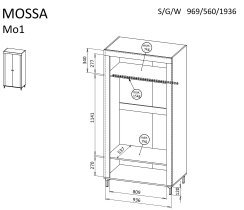 Dolmar - Garderobna omara Mossa MO1 - viski hrast/črni