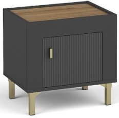 Nočna omarica Mossa MO11 - viski hrast/črna