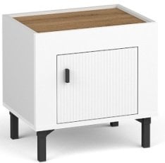 Nočna omarica Mossa MO11 - viski hrast/bela