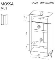 Dolmar - Garderobna omara Mossa MO1 - viski hrast/kašmir