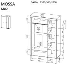 Dolmar - Garderobna omara Mossa MO2 - viski hrast/kašmir