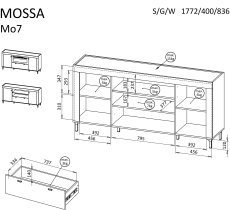 Dolmar - Komoda Mossa MO7 - viski hrast/kašmir