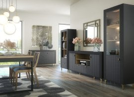 Dnevna soba Mossa - viski hrast/črni - 1 sestav