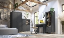 Spalnica Mossa - viski hrast/črni - 1 sestav