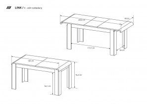 Raztegliva miza Link K - stirling hrast