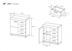 Laski meble - Komoda Link 80 X - sonoma hrast