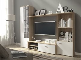 Dnevni TV Regal Hugo - bela in hrast sonoma